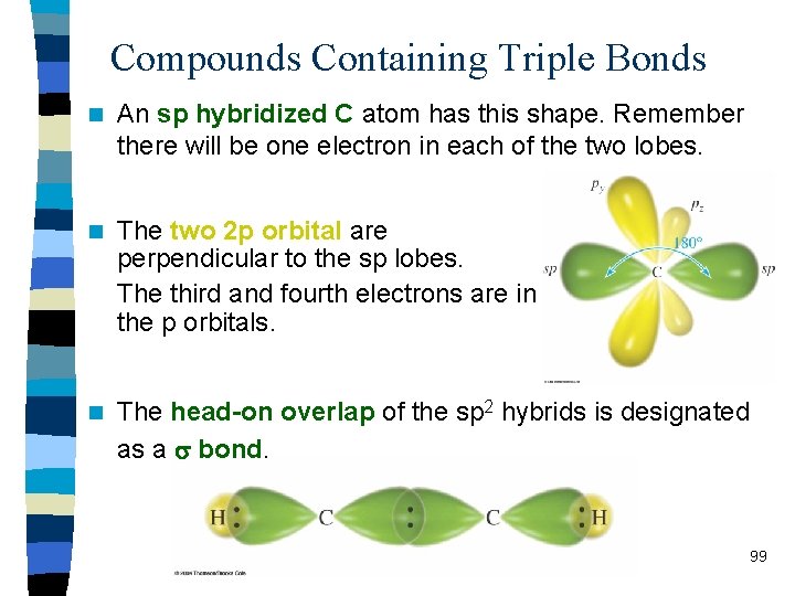 Compounds Containing Triple Bonds n An sp hybridized C atom has this shape. Remember