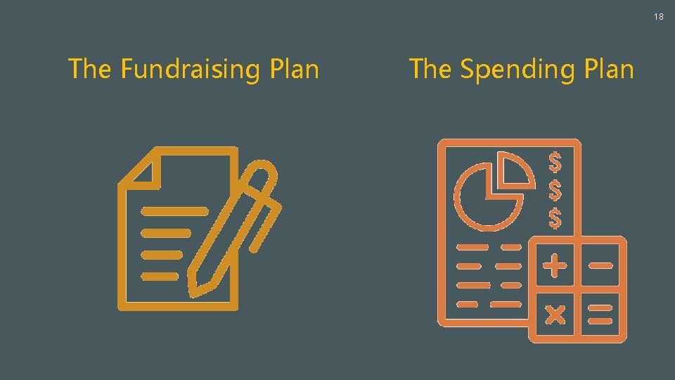18 The Fundraising Plan The Spending Plan 