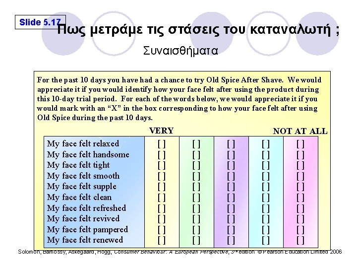 Slide 5. 17 Πως μετράμε τις στάσεις του καταναλωτή ; Συναισθήματα For the past