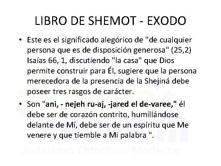 LIBRO DE SHEMOT - EXODO • Este es el significado alegórico de "de cualquier
