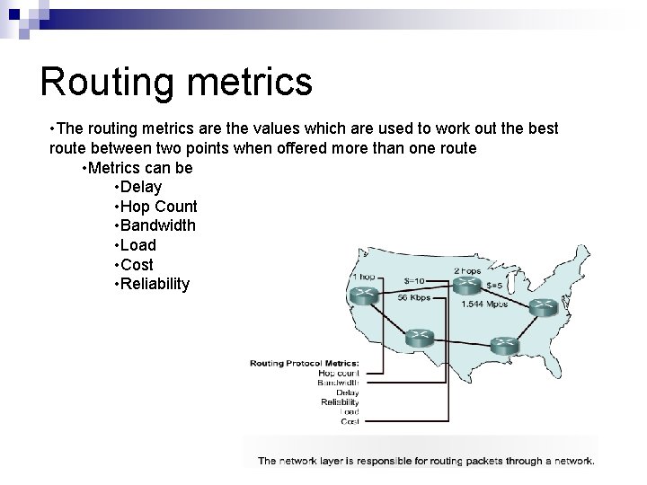 Routing metrics • The routing metrics are the values which are used to work