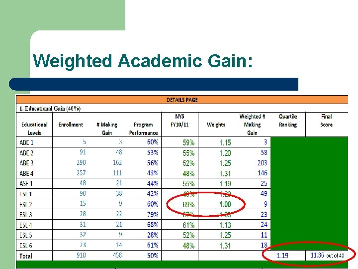 Weighted Academic Gain: 