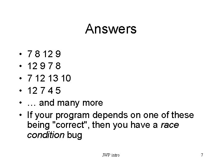 Answers • • • 7 8 12 9 7 8 7 12 13 10