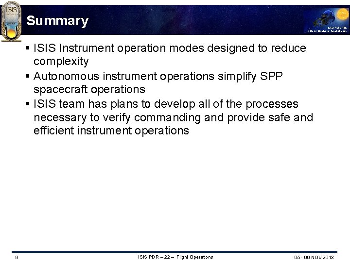 Summary Solar Probe Plus A NASA Mission to Touch the Sun § ISIS Instrument