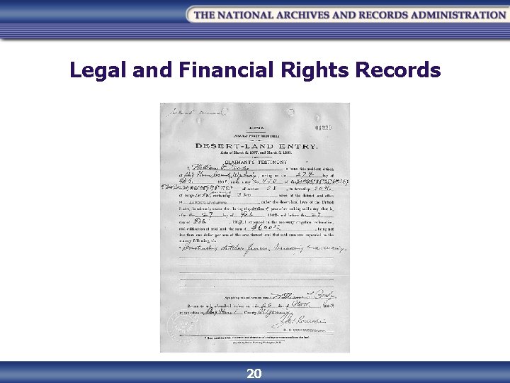 Legal and Financial Rights Records 20 