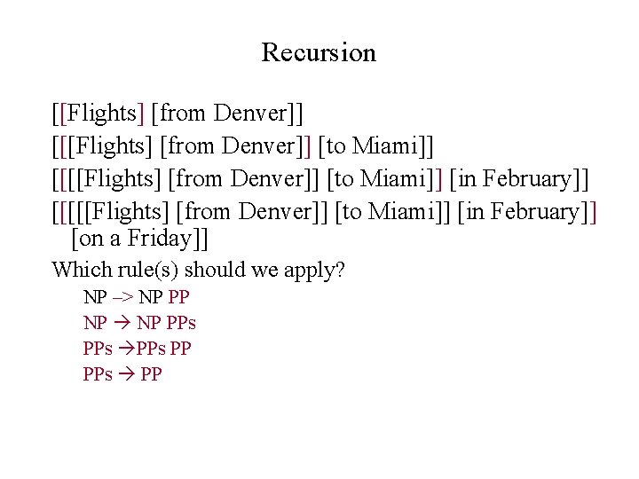 Recursion [[Flights] [from Denver]] [to Miami]] [[[[Flights] [from Denver]] [to Miami]] [in February]] [on