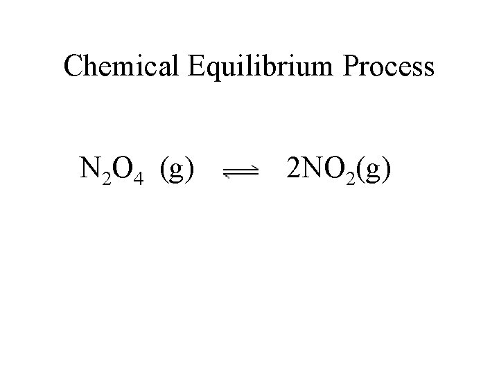 Chemical Equilibrium Process N 2 O 4 (g) 2 NO 2(g) 