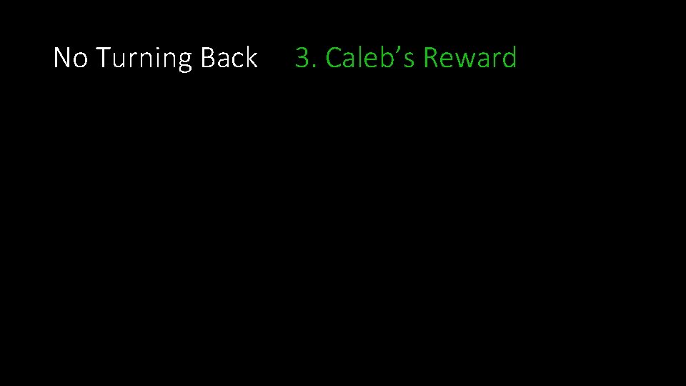 No Turning Back 3. Caleb’s Reward 