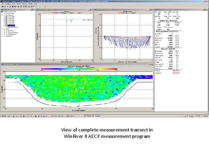 View of complete measurement transect in Win. River II ADCP measurement program 