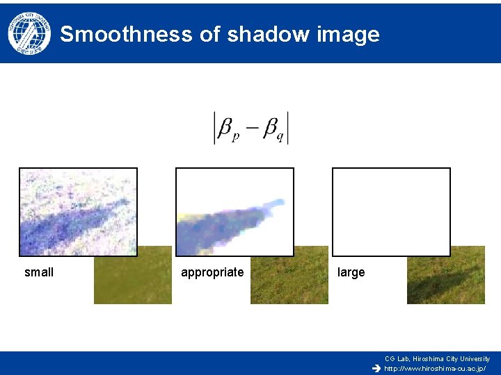 Smoothness of shadow image small appropriate large CG Lab, Hiroshima City University http: //www.