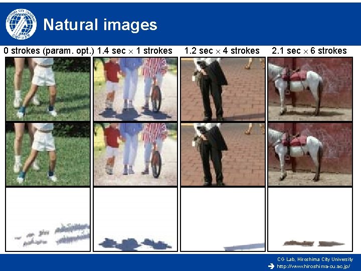 Natural images 0 strokes (param. opt. ) 1. 4 sec 1 strokes 1. 2
