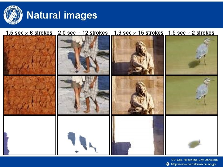 Natural images 1. 5 sec 8 strokes 2. 0 sec 12 strokes 1. 9