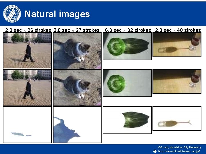Natural images 2. 0 sec 26 strokes 5. 8 sec 27 strokes 6. 3