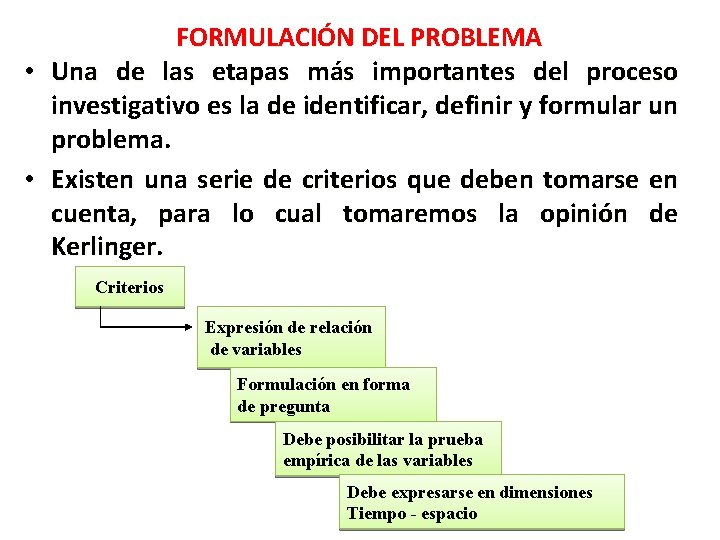 FORMULACIÓN DEL PROBLEMA • Una de las etapas más importantes del proceso investigativo es