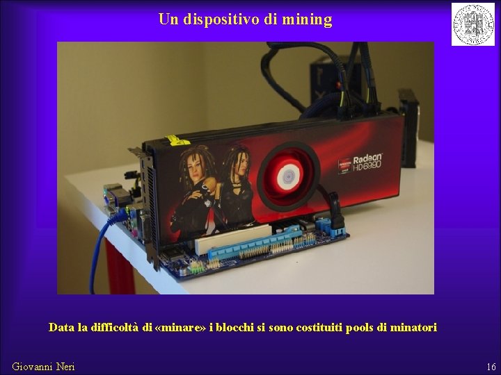 Un dispositivo di mining Data la difficoltà di «minare» i blocchi si sono costituiti