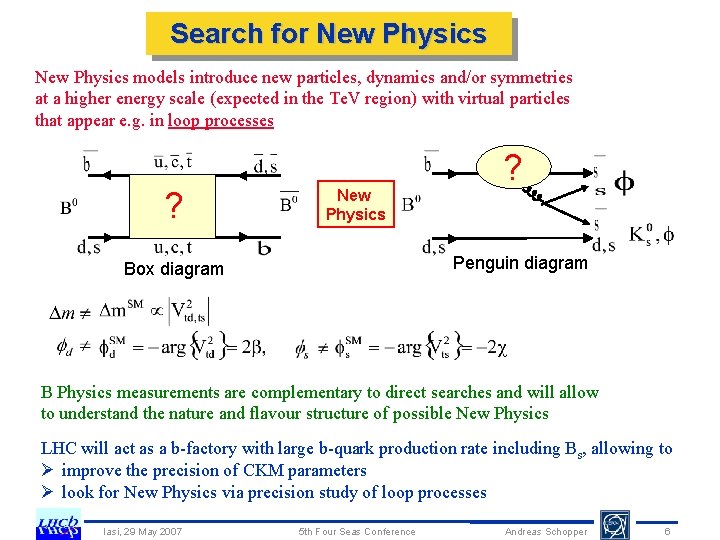 Search for New Physics models introduce new particles, dynamics and/or symmetries at a higher