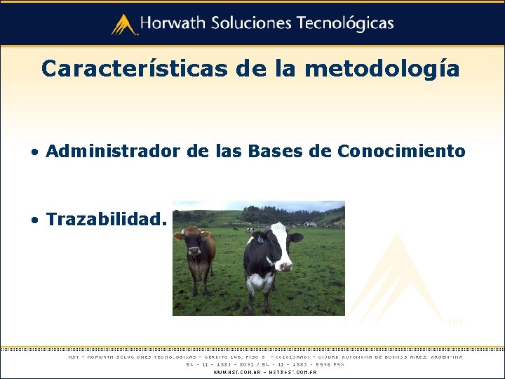 Características de la metodología • Administrador de las Bases de Conocimiento • Trazabilidad. 