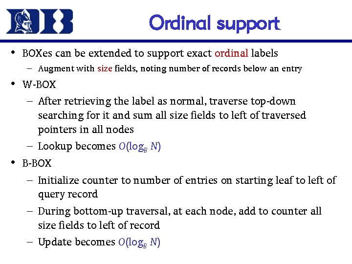 Ordinal support • BOXes can be extended to support exact ordinal labels – Augment