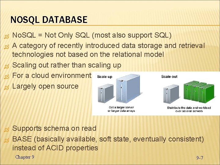 NOSQL DATABASE No. SQL = Not Only SQL (most also support SQL) A category