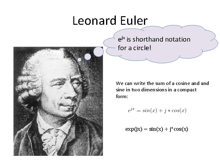 Leonard Euler ejx is shorthand notation for a circle! We can write the sum