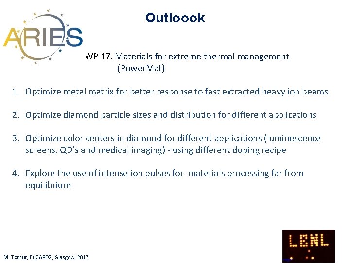 Outloook WP 17. Materials for extreme thermal management (Power. Mat) 1. Optimize metal matrix