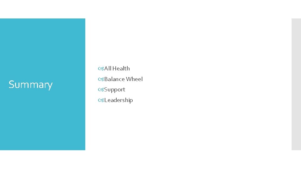  All Health Summary Balance Wheel Support Leadership 