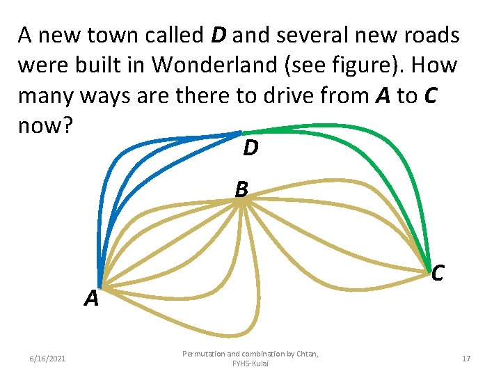 A new town called D and several new roads were built in Wonderland (see