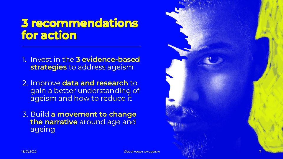 3 recommendations for action 1. Invest in the 3 evidence-based strategies to address ageism
