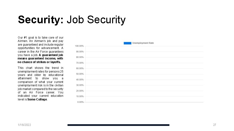 Security: Job Security Our #1 goal is to take care of our Airmen. An