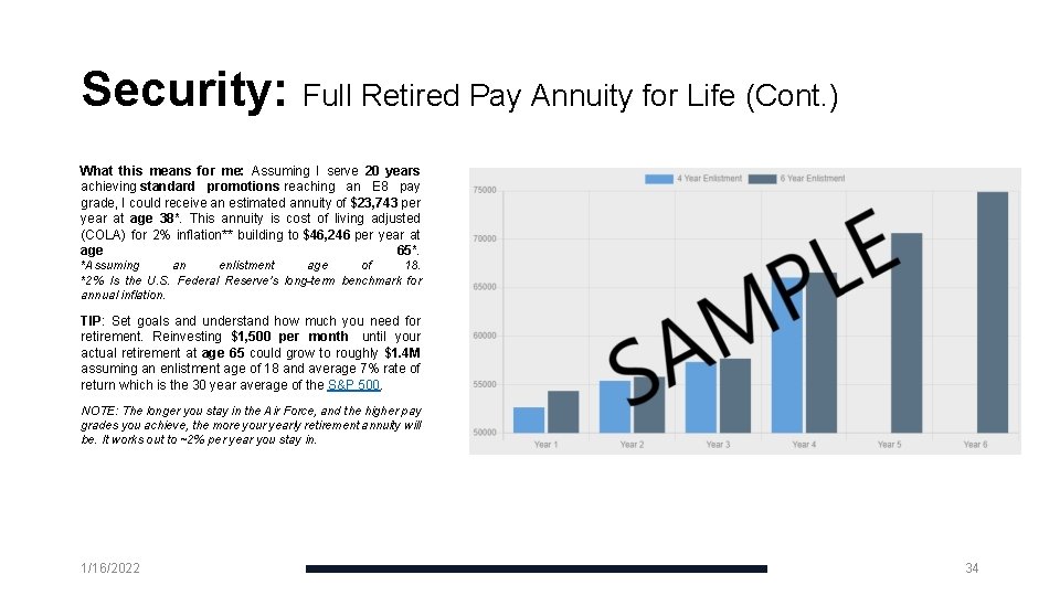 Security: Full Retired Pay Annuity for Life (Cont. ) What this means for me: