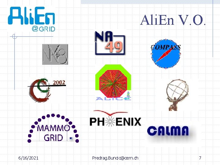 Ali. En V. O. 6/16/2021 Predrag. Buncic@cern. ch 7 