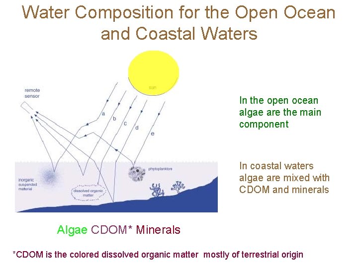 Water Composition for the Open Ocean and Coastal Waters In the open ocean algae