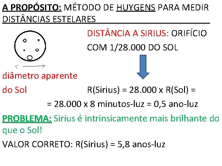 A PROPÓSITO: MÉTODO DE HUYGENS PARA MEDIR DIST NCIAS ESTELARES DIST NCIA A SIRIUS: