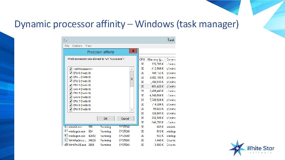 Dynamic processor affinity – Windows (task manager) 