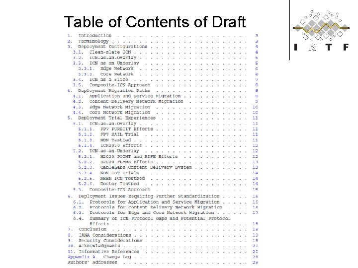 Table of Contents of Draft 