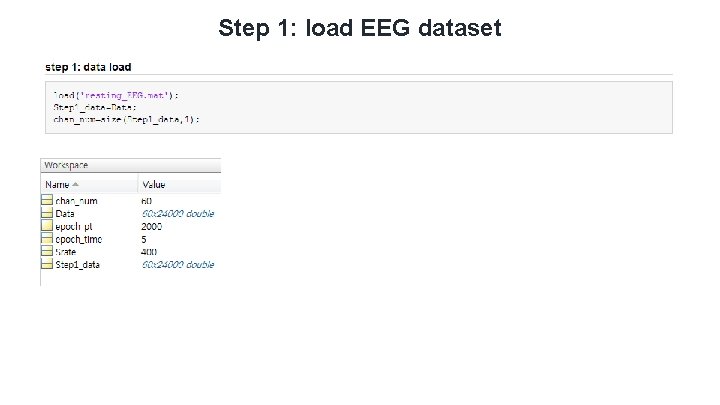 Step 1: load EEG dataset Step 1: load EEG dataset
