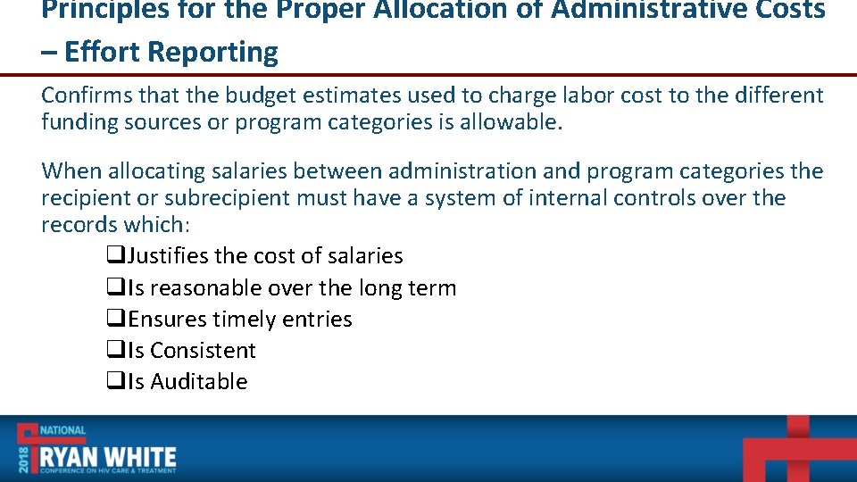 Principles for the Proper Allocation of Administrative Costs – Effort Reporting Confirms that the