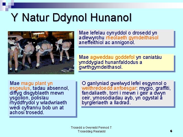 Y Natur Ddynol Hunanol Mae lefelau cynyddol o drosedd yn adlewyrchu rheolaeth gymdeithasol aneffeithiol