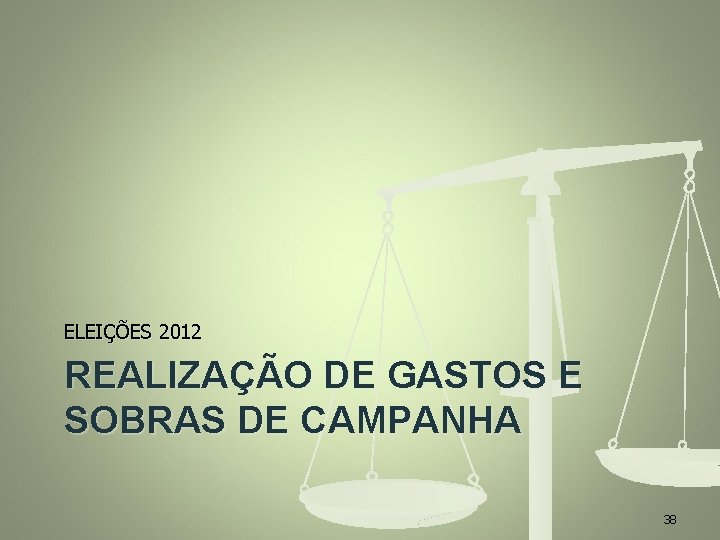 ELEIÇÕES 2012 REALIZAÇÃO DE GASTOS E SOBRAS DE CAMPANHA 38 