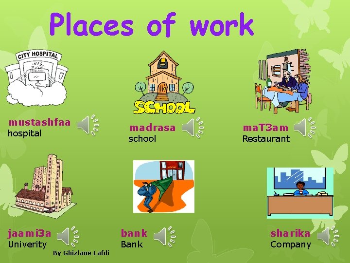 Places of work mustashfaa hospital madrasa school jaami 3 a bank Univerity Bank By