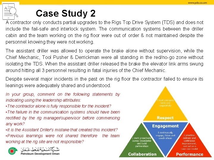 Case Study 2 A contractor only conducts partial upgrades to the Rigs Top Drive