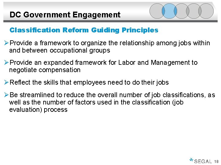DC Government Engagement Classification Reform Guiding Principles ØProvide a framework to organize the relationship