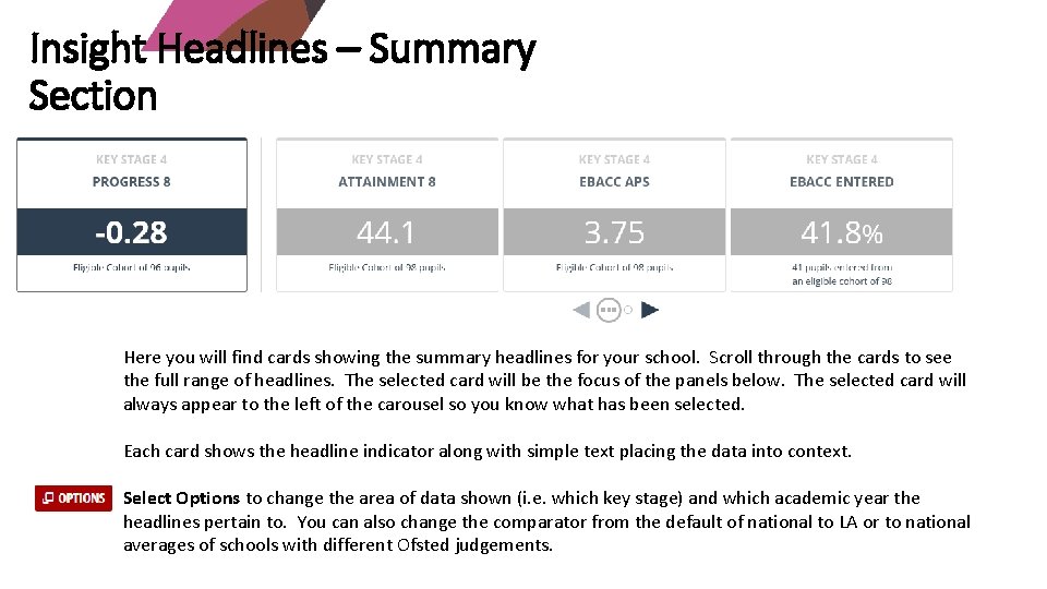 Insight Headlines – Summary Section Here you will find cards showing the summary headlines