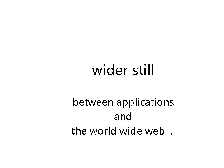 wider still between applications and the world wide web. . . 
