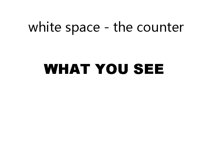 white space - the counter WHAT YOU SEE 