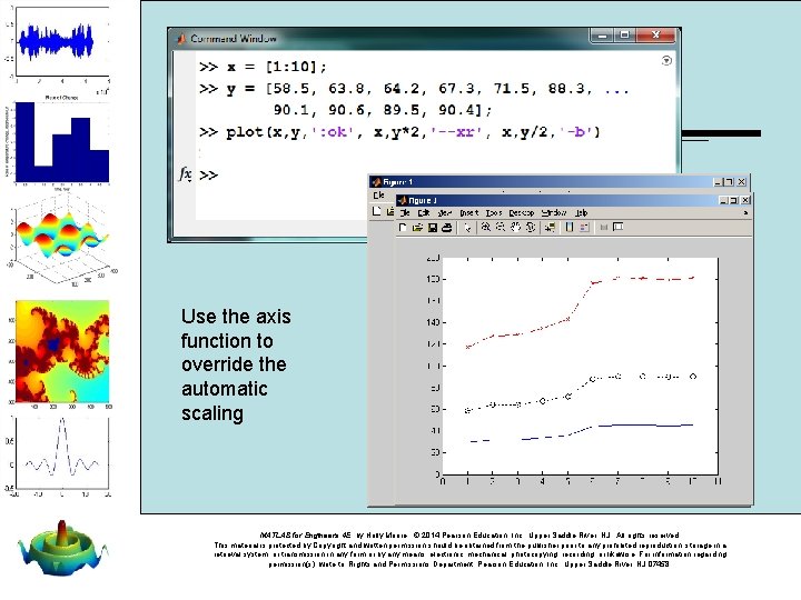 Use the axis function to override the automatic scaling MATLAB for Engineers 4 E,