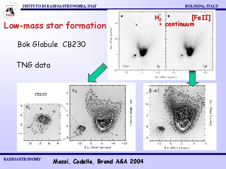 ISTITUTO DI RADIOASTRONOMIA, INAF Low-mass star formation Bok Globule CB 230 TNG data RADIOASTRONOMY
