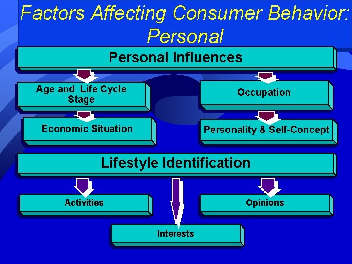 Factors Affecting Consumer Behavior: Personal Influences Age and Life Cycle Stage Occupation Economic Situation