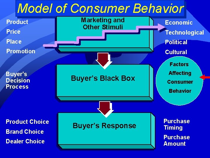 Model of Consumer Behavior Product Price Marketing and Other Stimuli Economic Technological Place Political