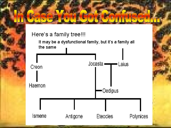 Here’s a family tree!!! It may be a dysfunctional family, but it’s a family